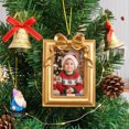 thumbnail image 2 of Christmas Photo Ornament,Picture Frame Cedar Decoration Bow Top Design Hanging Keepsake for Christmas Tree Mantel Home Decor, 2 of 6