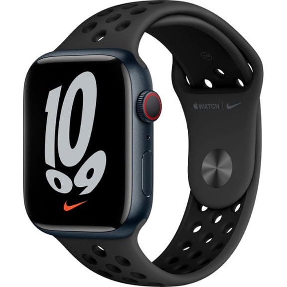 Pre-Owned Apple Watch Series 7 45mm (GPS + Cellular) Nike Edition Aluminum Case, 18 Hour Battery Life, 1-Pack