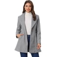 thumbnail image 1 of Abrigo de invierno medio largo informal de negocios abotonado con cuello vuelto para mujer Gris XL, 1 of 6