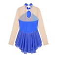 thumbnail image 4 of YEAHDOR Kids Girls Sequins Floral Decorated Patchwork Skating Dance Dress Long Sleeve Gymnastics Dress Royal Blue 12, 4 of 6