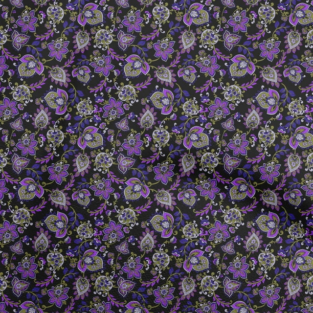 oneOone Rayon Violet Fabric Floral Sewing Material Print Fabric By The Yard 56 Inch Wide