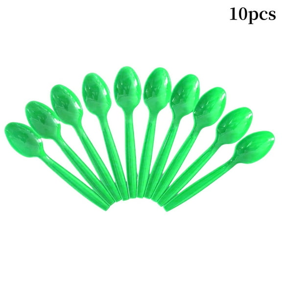 MXTPOV St.Patrick's Day Dinnerware Sets, 10pcs Green Plastic Spoons, Dinnerware Sets Disposable, Seasonal Table Decor for Party Home Decor, St Patricks Day Decorations