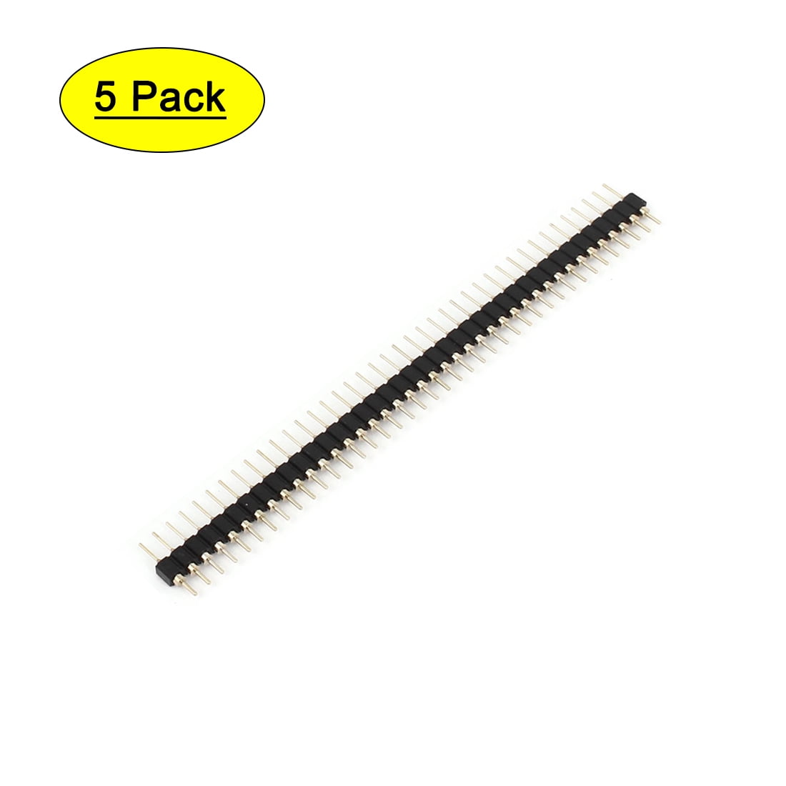 Pack of 5 2x40 Pin 2.54mm Straight Male Header Black 
