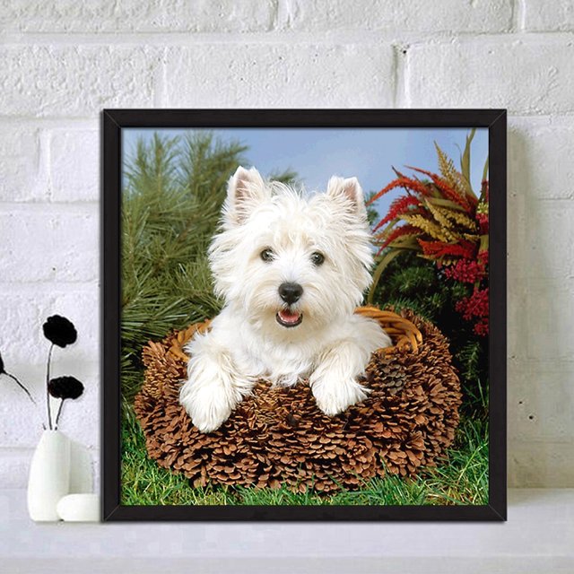 Cuadros Decorativos 5D taladro redondo completo diamante pintura cachorro perro diy bordado punto de cruz decoración Likrtyny embutido en tela
