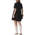 thumbnail image 3 of INSPIRE CHIC Women's Short Sleeve Button Down Collared Denim Babydoll Mini Dress XL Black, 3 of 6