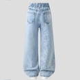 thumbnail image 5 of BFHHYA Big Girls Casual Denim Pants Fashion High Waist Wide Leg Jeans Teens Casual Loose Jeans Pants Size 6-13 Years, 5 of 5