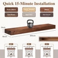 thumbnail image 2 of 60 inch Rustic Handcrafted Solid Mantel Shelf for Over Fireplace - Wall Mounted Floating Mantel Shelf with Invisible Brackets, 2 of 7