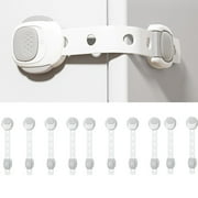 10pcs Cabinet Locks Baby Proofing Straps - Child Proof Refrigerator Lock Stove Oven Locks Door Strap for Kids Childproof Safety Cupboard Locks, 3M Adhesive No Screw Latches for Drawer Toilet Lock
