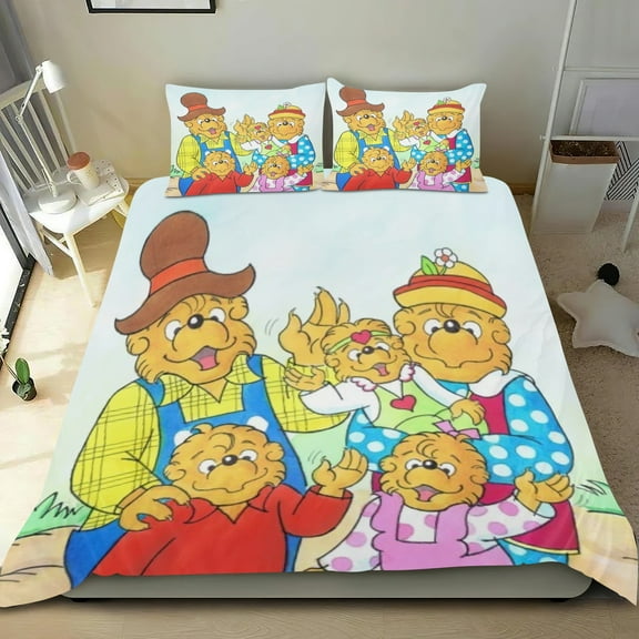 Berenstain Bears Themed Bed Sheet Set Three Piece Set 53x79 Inches Comfortable And Skin Friendly Unique Design Creating A Star Studded Night Home Decor Gifts For Family Friends fans
