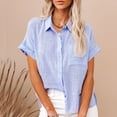 thumbnail image 6 of Mashaouyo Womens Short Sleeve Casual Button Down Shirts Summer Soft Fashion Cotton Blouses Tops with Pocket, 6 of 9