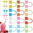 thumbnail image 3 of BUTORY 24Pcs Silicone Straw Tips Cover Reusable Straw Tips Lids Colorful Straw Plug Dust-Proof Drinking Straw Cover Portable Silicone Straw Topper Kitchen Accessories for 8mm Cup Straws, 3 of 11