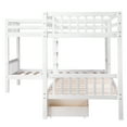 thumbnail image 6 of L-Shaped Twin Bunk Bed with Drawers Wood L-Shaped Corner Bunk Bed Frame with Drawers for 4 Bunk Bed, 6 of 7