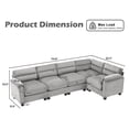 thumbnail image 5 of Bonzy Home Convertible Sectional Sofa, L‑Shaped Couch, Ultra‑Comfort Seating – Configurable for Living Room & Family Room; Gray, 5 of 8