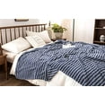 thumbnail image 2 of Fennco Styles Waves Design Plush Extra Warm and Soft Throw Blanket 59" W x 79" L - Navy Blue Flannel Fleece Large Blanket for Couch, Bedroom, Living Room Décor, 2 of 3