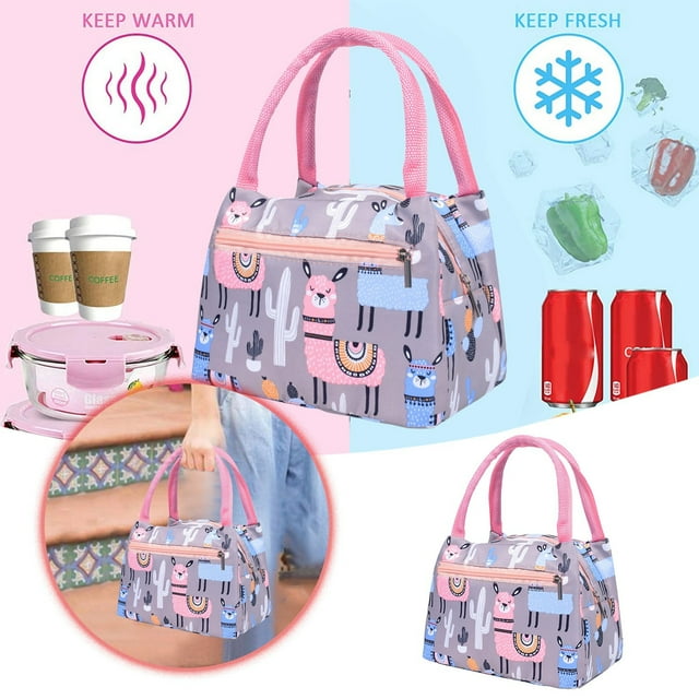 Lunch Bag 2 Portable Insulation Zippered Thick Aluminum Foil Climate Cooler with Cloth Interior and Practical Design