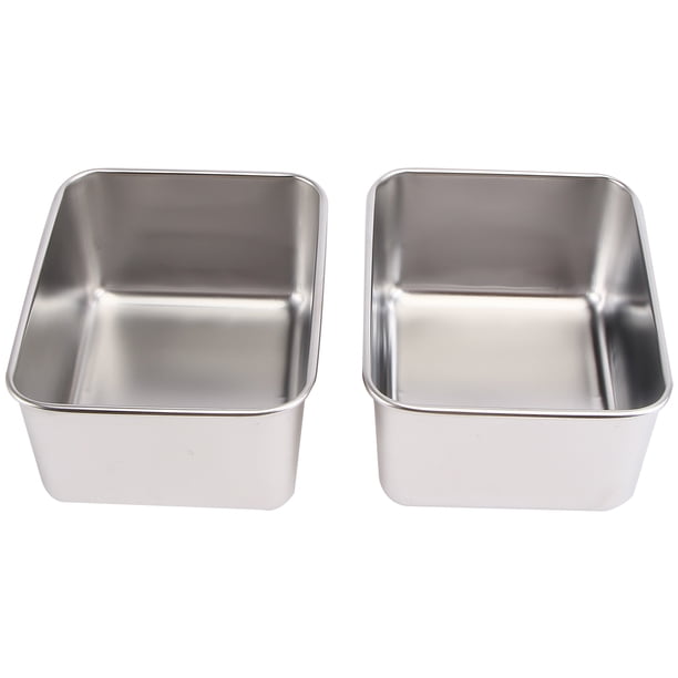 Caja de almacenamiento de alimentos de acero inoxidable de 2 piezas Caja de alimentos cuadrados de la caja de la caja (plata)