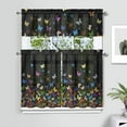 thumbnail image 2 of Colorful Gradient Butterfly Kitchen Curtain Valance 3 Piece Set Short Curtain Sink Window Decor 36 Inch Small Window Treatment Tier 27.5x36 Length, 2 of 6
