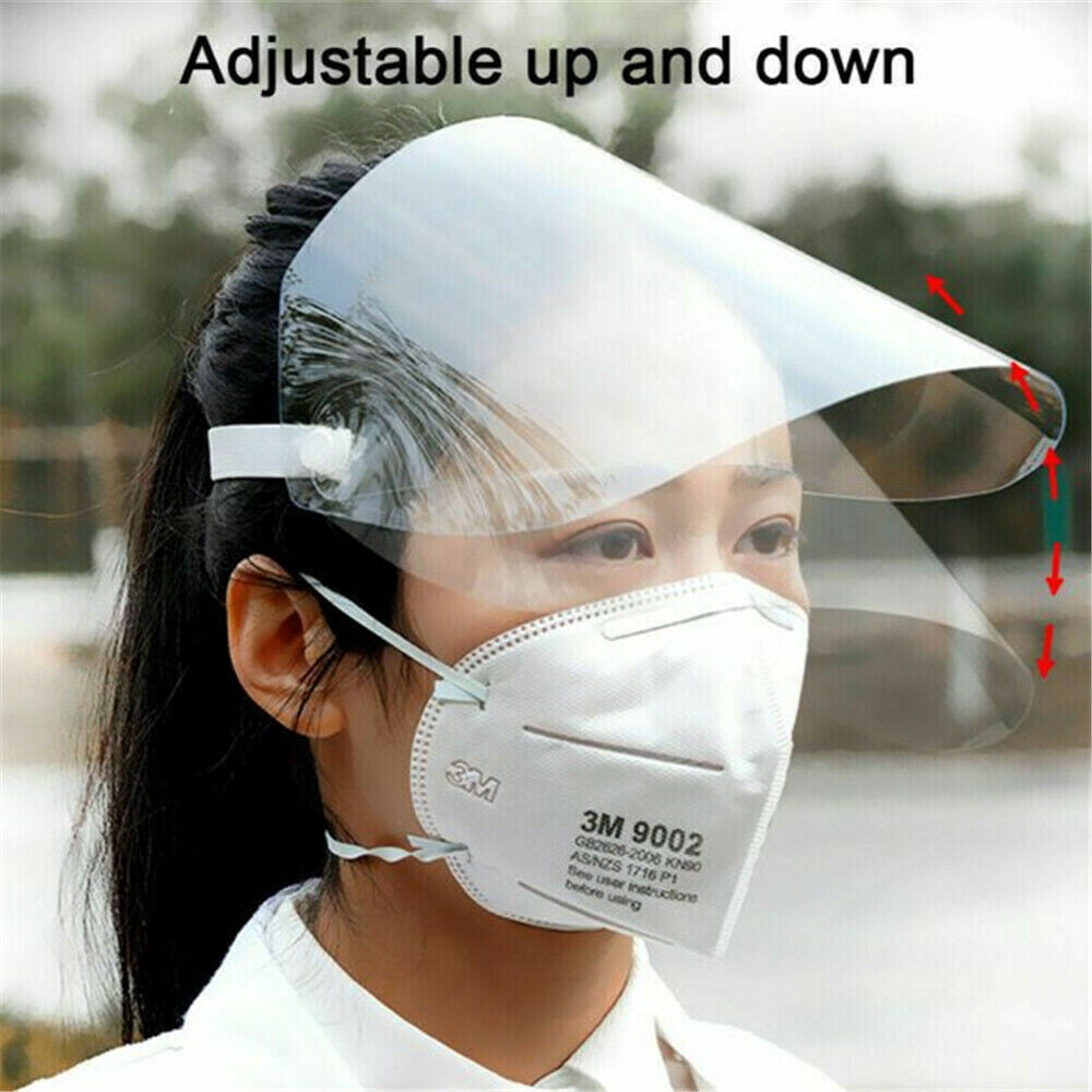 All Round Protection Cap with Clear Wide Visor Anti Fog with Adjustable Elastic Band（Black）
