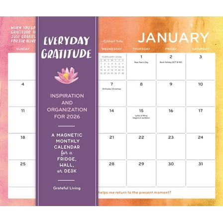 Everyday Gratitude Magnetic Wall Calendar 2026: A Magnetic Monthly Calendar for a Fridge, Wall, or Desk, (Paperback)