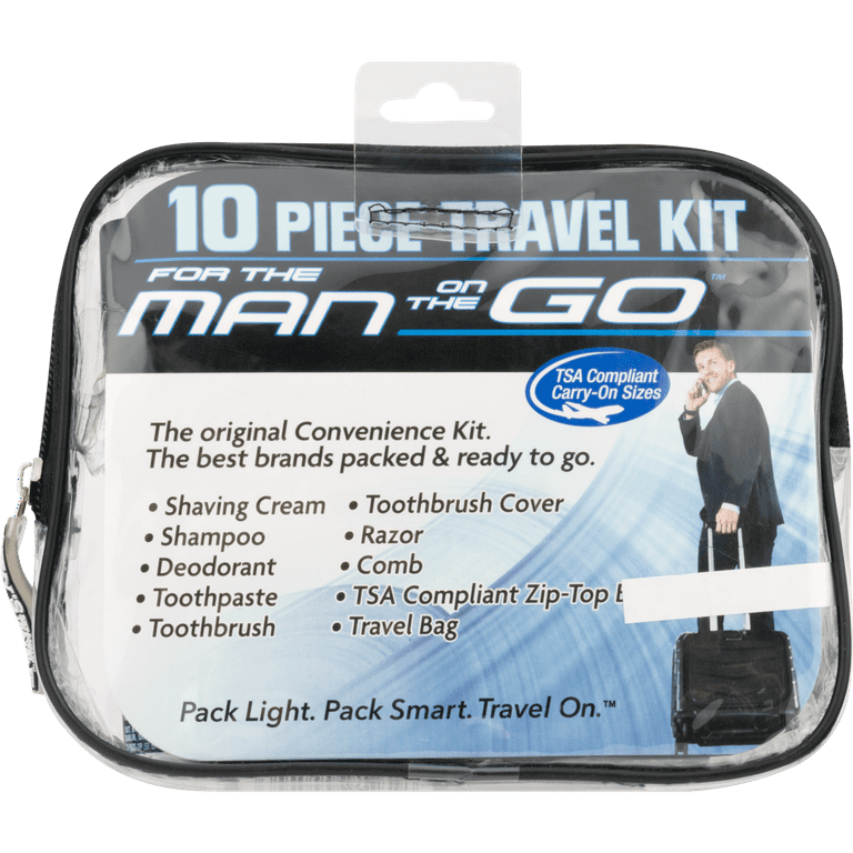 Convenience Kits International Mens Premium 15 Piece Assembled Travel Kit  Featuring: Gillette Disposable Razor and Crest Toothpaste 15-Piece