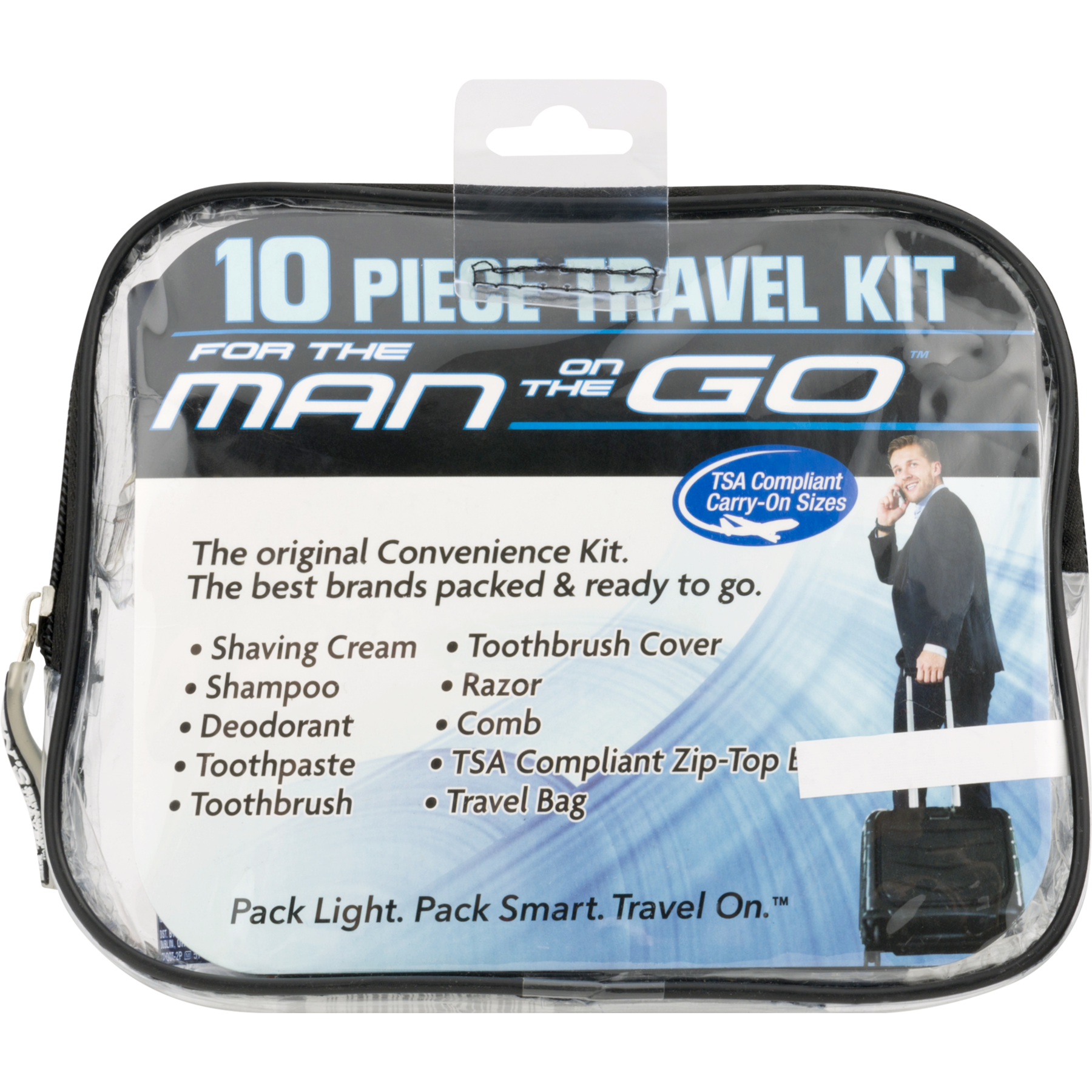 Convenience Kits International Men's Deluxe 10 Piece Travel Kit, TSA Compliant, in Reusable Clear Zippered Bag Featuring: Barbasol Shave Cream - image 2 of 5