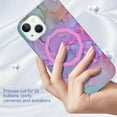 thumbnail image 5 of Allytechgroup Ultra Slim Case for iPhone 15 wth Fashion Marble Pattern, Foldable Ring Kickstand Magnetic Cover Support Wireless Charging Full Body Protection Shockproof Case - Purple, 5 of 6