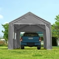 thumbnail image 6 of ADVANCE OUTDOOR 10x20 ft Heavy Duty Carport with Roll-up Ventilated Windows & Removable Sidewalls Car Canopy Garage Boat Shelter Party Tent, Adjustable Peak Height from 9.5ft to 11ft, Gray, 6 of 11