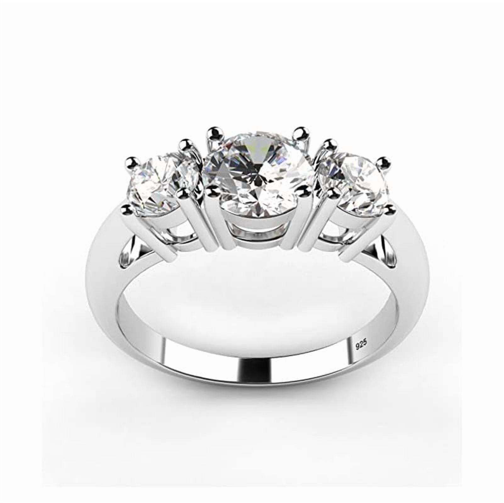 925 Sterling Silver 3-Stone White Cubic Zirconia CZ Women Engagement Ring, Wedding, Anniversary, Gift For Her