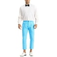 thumbnail image 2 of INSPIRE CHIC Plaid Golf Pants for Men's Stretch Pleated Front Formal Checked Dress Pants 30 Blue, 2 of 5