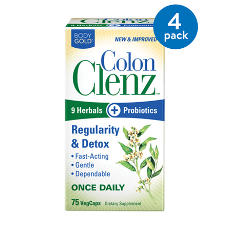 (4 Pack) BodyGold Colon Clenz Colon Cleanse Capsules, 75 (Best 21 Day Cleanse)