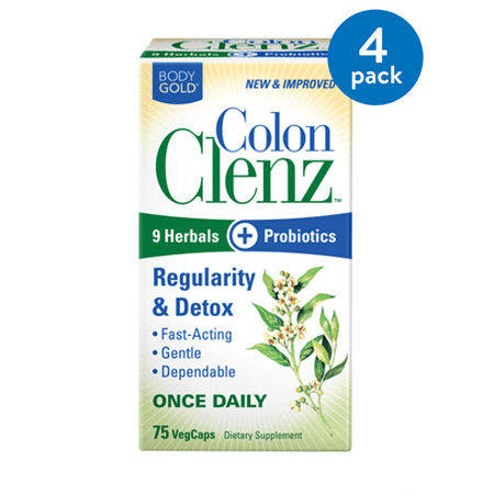 - (4 Pack) BodyGold Colon Clenz Colon Cleanse Capsules, 75 Ct