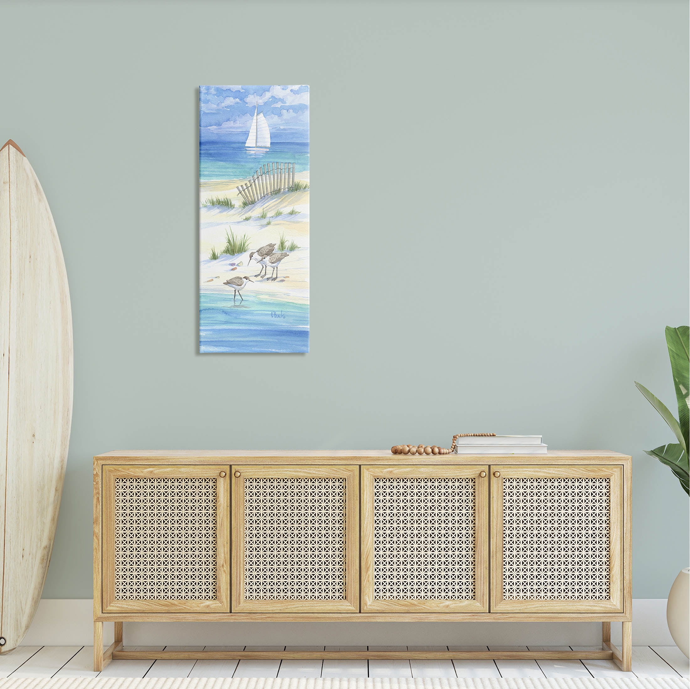 Stupell Industries Beachside Coastal Sandpiper Birds Painting Gallery Wrapped Canvas Print Wall Art, Design by Paul Brent