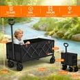 thumbnail image 4 of Yacona 35" L Extra Long Wagons Carts Foldable, 180L Heavy Duty Collapsible Wagon with Wheels, 360Lbs Portable Utility Cart for Shopping, Grocery, Garden, Beach, Camping, Black, 4 of 9