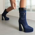thumbnail image 4 of B91xZ Mid Calf Dress Boots for Women Chunky Heel Pointed Toe Slouch Riding Boots,Dark Blue 7, 4 of 5