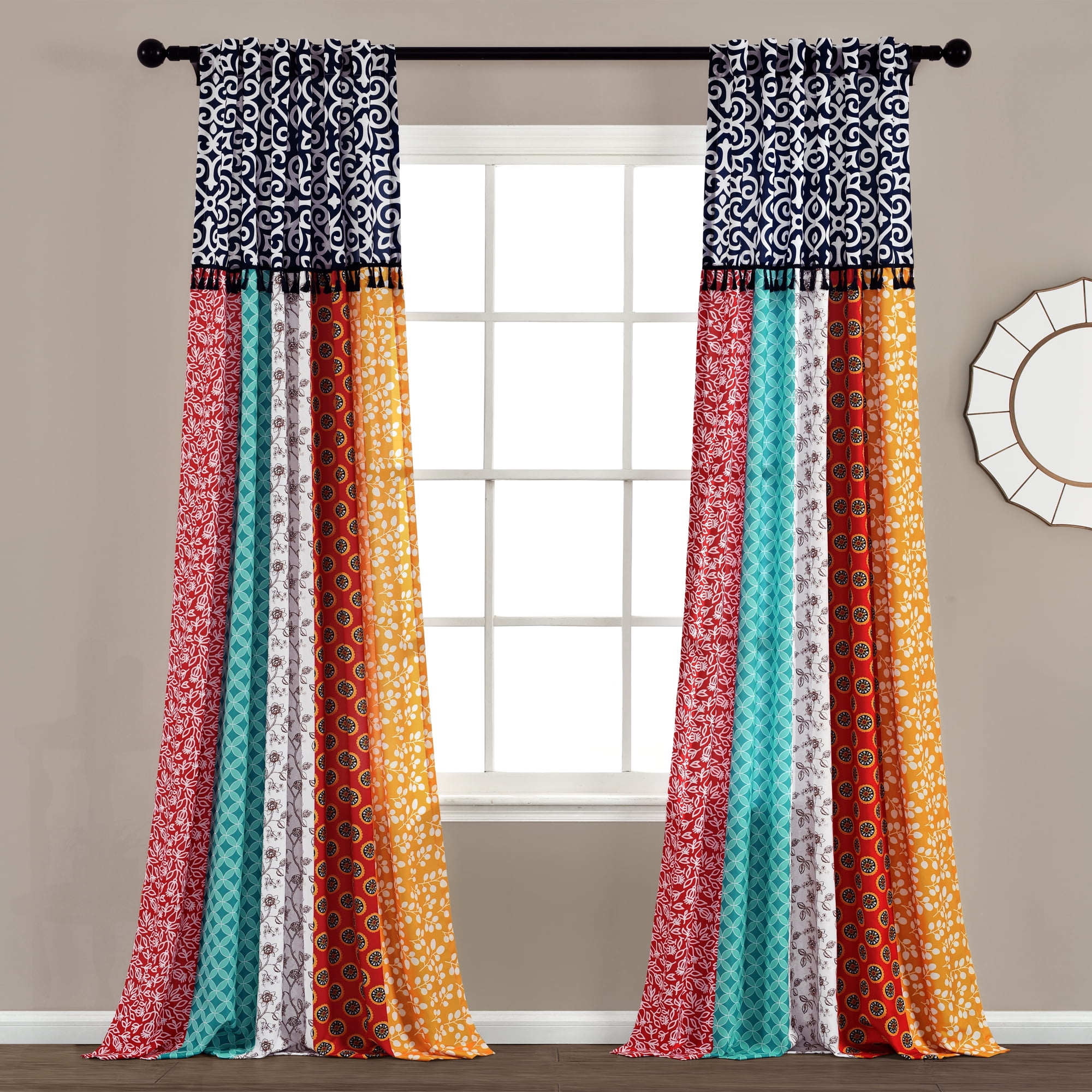 Turquoise and Orange Lush Decor Bohemian Stripe Window ... Lush Decor 16T003316