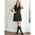 thumbnail image 2 of DARING DIVA Tweed Collared Belted Button Down Blazer Dress S Black, 2 of 6