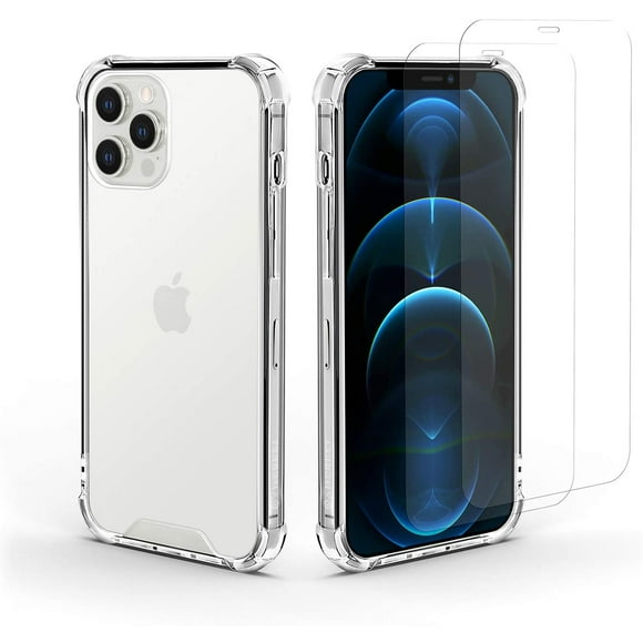 Amcrest Clear Case Compatible with iPhone 12, Case Compatible with iPhone 12 Pro Case, Includes 2X Tempered Glass