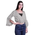 thumbnail image 3 of Moomaya Haut Court Imprimé pour Femmes Style Enveloppant Manches Longues à Volants Blouse d'Été Décontractée, 3 of 5