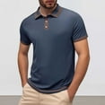thumbnail image 2 of MIXUE Polo Shirts For Men Summer Line Solid Color Lapel Button Down Short Sleeve Fashion Casual Comfortable Breathable Tshirts Activewear,Gray,XXXL, 2 of 4