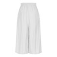thumbnail image 7 of Lenpel Women's Cotton Linen Culottes Pants Elastic High Waisted Wide Leg Flowy Capri Pants Cropped Palazzo Trousers with Pockets, 7 of 7