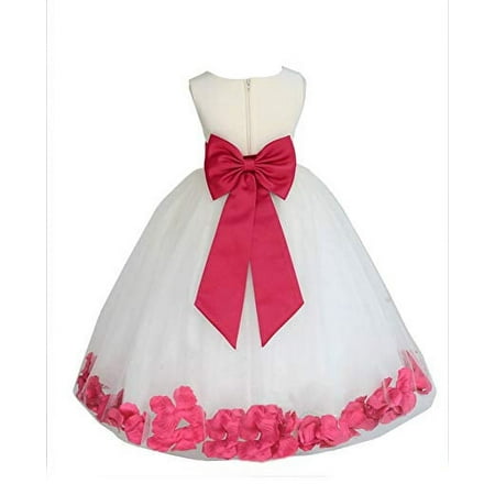 Ekidsbridal Ivory Tulle Rose Petals Flower Girl Dresses Wedding Pageant Ball Gown Birthday Party Easter Summer 302T 12