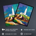 thumbnail image 2 of Artery8 St Mary's Lighthouse Northen Lights Sky Colourful Bathroom Toilet Artwork Framed Wall Art Print A4, 2 of 3