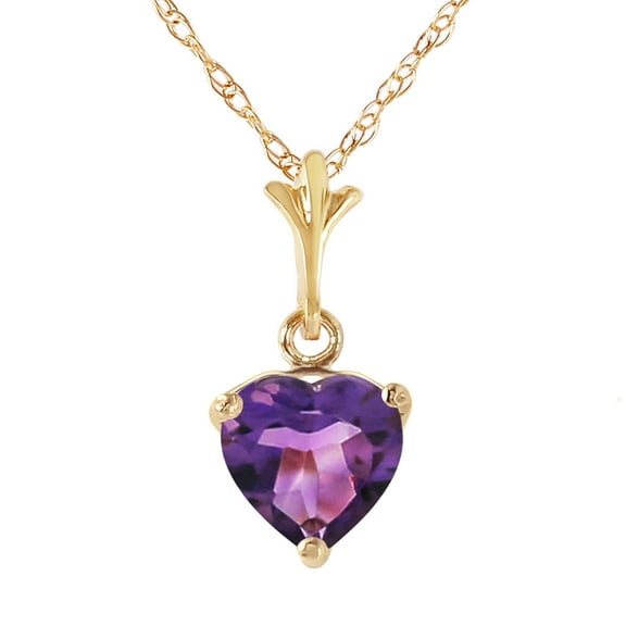 Galaxy Gold 14k 18" Solid Yellow Gold Heart-shaped Natural 1.15 Carat Purple Amethyst Pendant Necklace