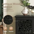 thumbnail image 6 of CQSXDA Vintage Hollow-Carved Accent Cabinet with Symmetrical Floral Design, with Adjustable Shelf and Solid Wood Legs 2-Door Sideboard for Living Room Entryway, Black, 6 of 10