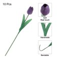 thumbnail image 3 of Uxcell 10pcs Tulips Artificial Flowers, Artificial Flowers Fake Tulip Stems Real Touch for Wedding Bouquet (Deep Purple), 3 of 7