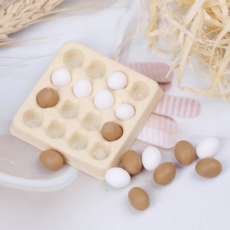 1:12 Dollhouse miniature egg carton with 16 pcs eggs dollhouseRSDE