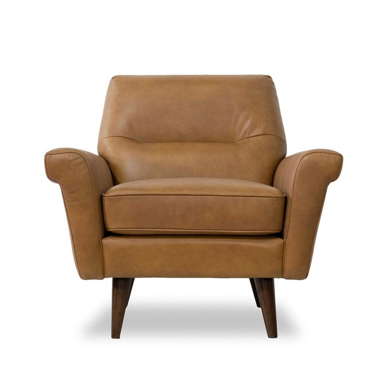 Mid Century Modern Lloyd Cognac Tan Leather Accent Chair - Walmart.com