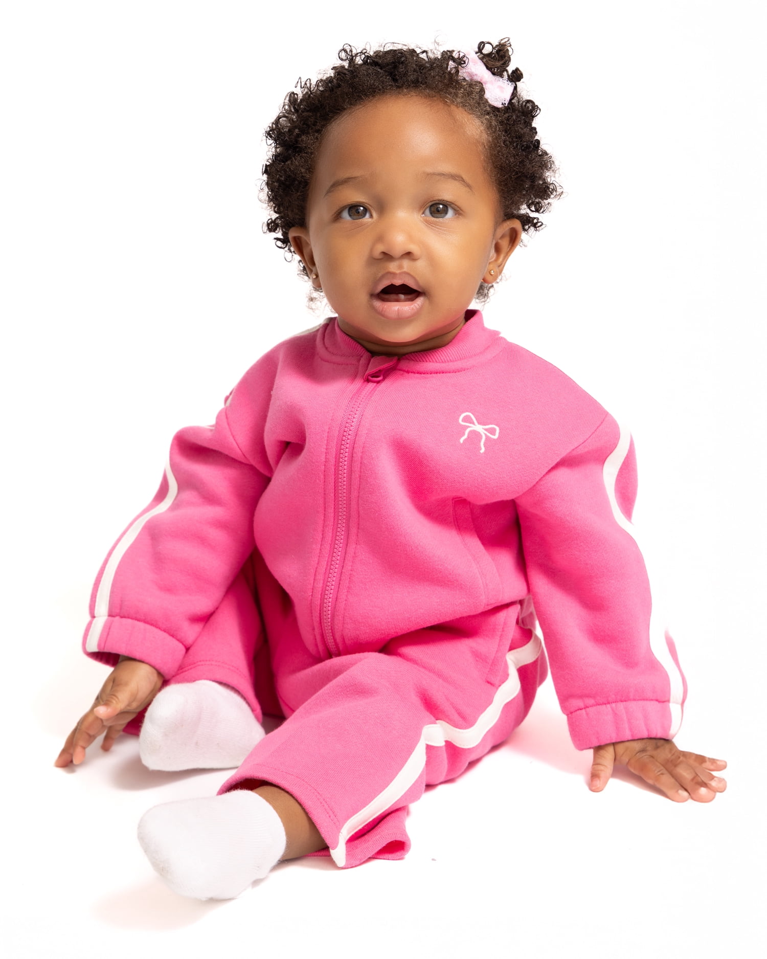 Wonder Nation Baby Girls Long Sleeve Full-Zip Tracksuit, 2 Piece, Sizes 0/3M-24M