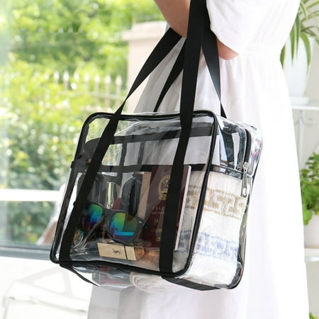 Download Generic - Fashion Clear Zipper Handbag Large Capacity Travel Gym Tote Bag Color:Transparent ...