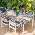 thumbnail image 2 of Purple Flowers Table Cloths for 4 Foot Rectangle Tables, Spring Leaves Floral Plants Beige Patio Waterproof Elastic Fitted Tablecloths, Washable Rectangular Table Cover for Camping, 2 of 8